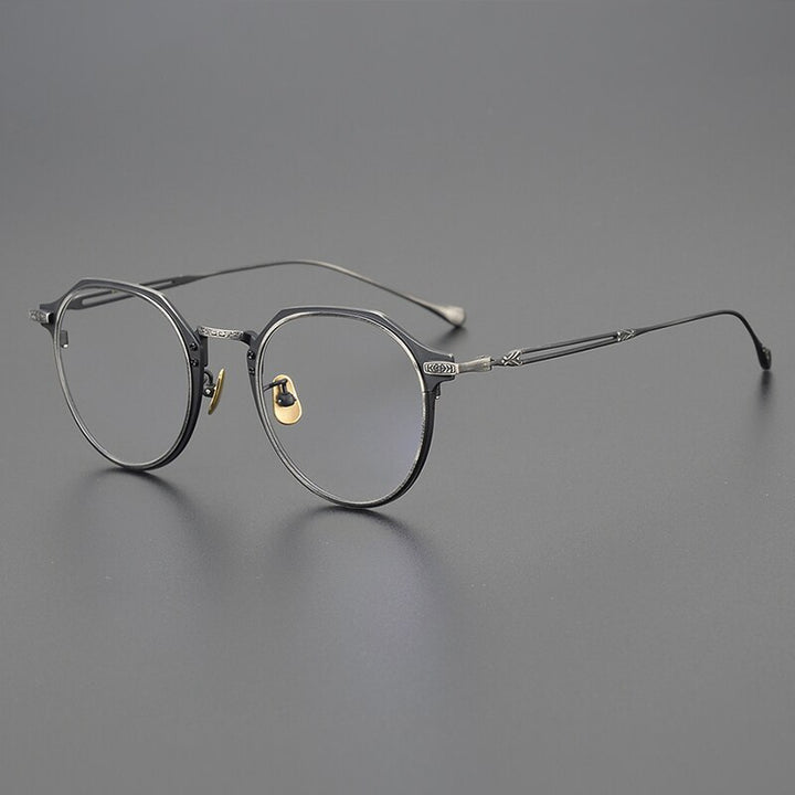 Gatenac Unisex Full Rim Octagonal Titanium Eyeglasses Gxyj1123 Full Rim Gatenac Gun