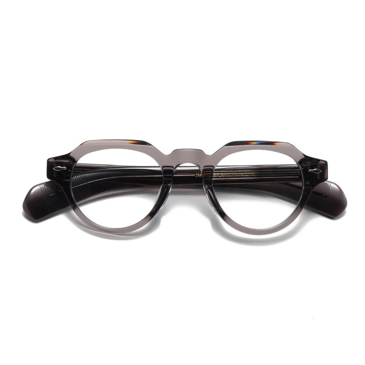 Black Mask Unisex Full Rim Flat Top Round Acetate Eyeglasses 23139