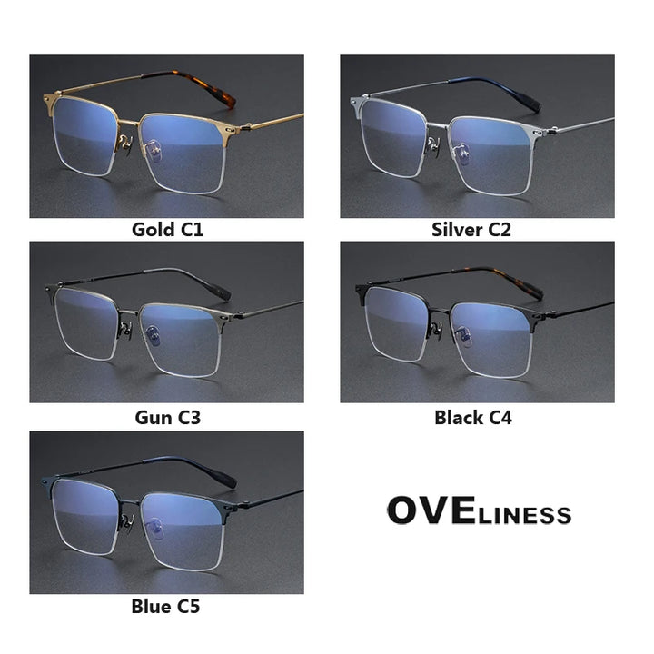 Oveliness Men's Semi Rim Square Titanium Eyeglasses 8107 Semi Rim Oveliness
