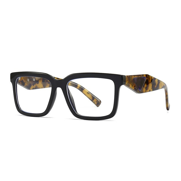 CCspace Unisex Full Rim Square Tr 90 Eyeglasses 56311 Full Rim CCspace C6BlackYellowLeopard