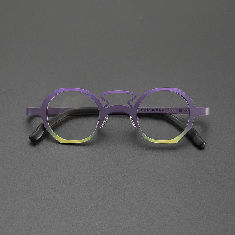 Nobler Unisex Full Rim Polygon Double Bridge Titanium Eyeglasses 8583 Full Rim Nobler C4