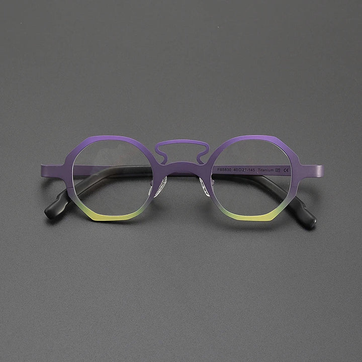 Nobler Unisex Full Rim Polygon Double Bridge Titanium Eyeglasses 8583 Full Rim Nobler C4