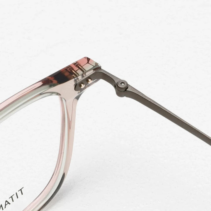 Aror Unisex Full Rim Square Acetate Titanium Eyeglasses 84296 Full Rim Aror