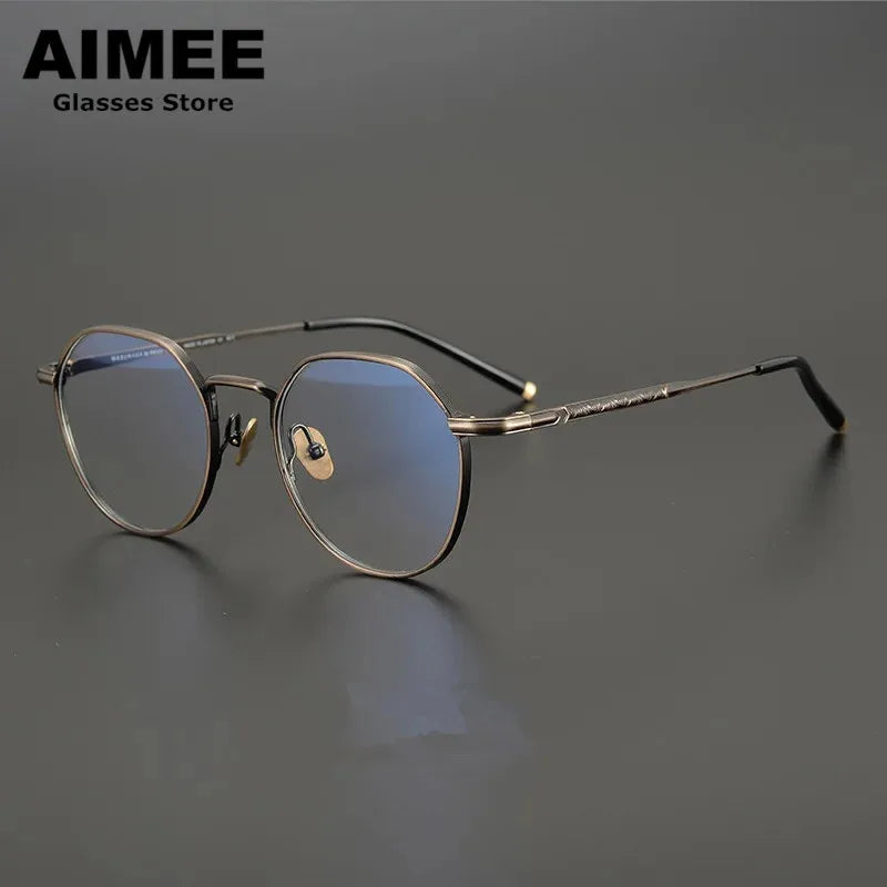 Aimee Unisex Full Rim Round Polygon Titanium Eyeglasses 5342 Full Rim Aimee