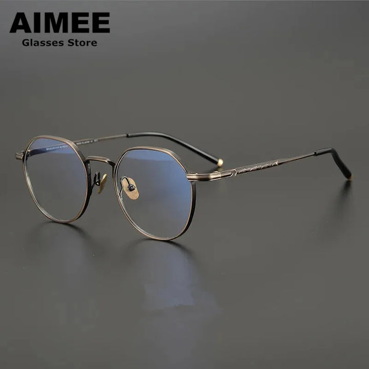 Aimee Unisex Full Rim Round Polygon Titanium Eyeglasses 5342 Full Rim Aimee