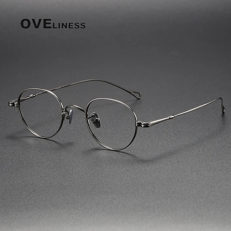 Oveliness Unisex Full Rim Oval Titanium Eyeglasses M002 Full Rim Oveliness gun  