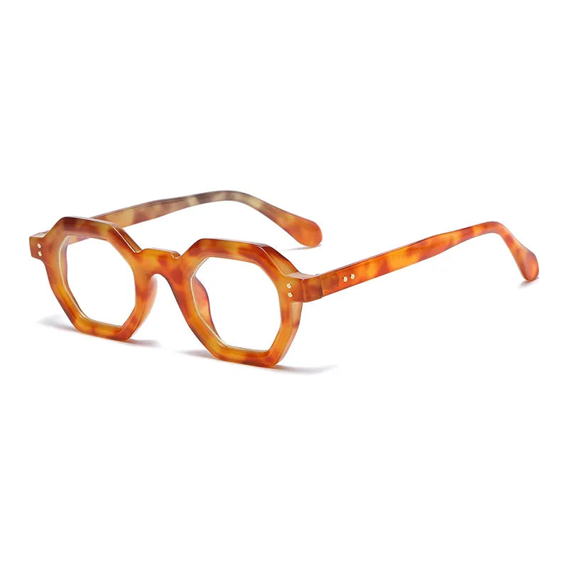 CCspace Unisex Full Rim Polygon Plastic Eyeglasses 56891 Full Rim CCspace C7YellowClear