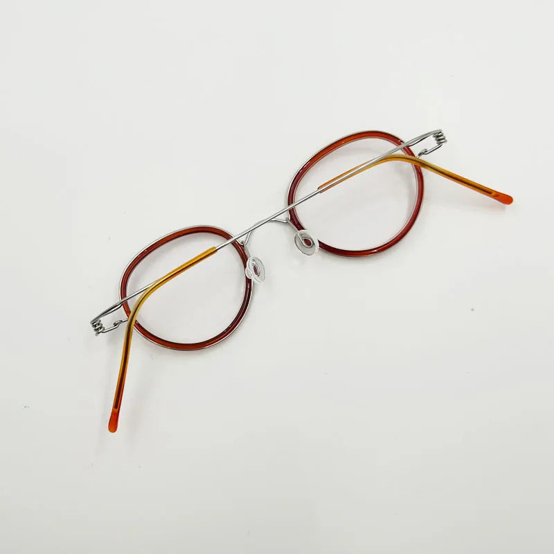 Yujo Unisex Full Rim Oval Stainless Steel Acetate Eyeglasses Y3641 Full Rim Yujo