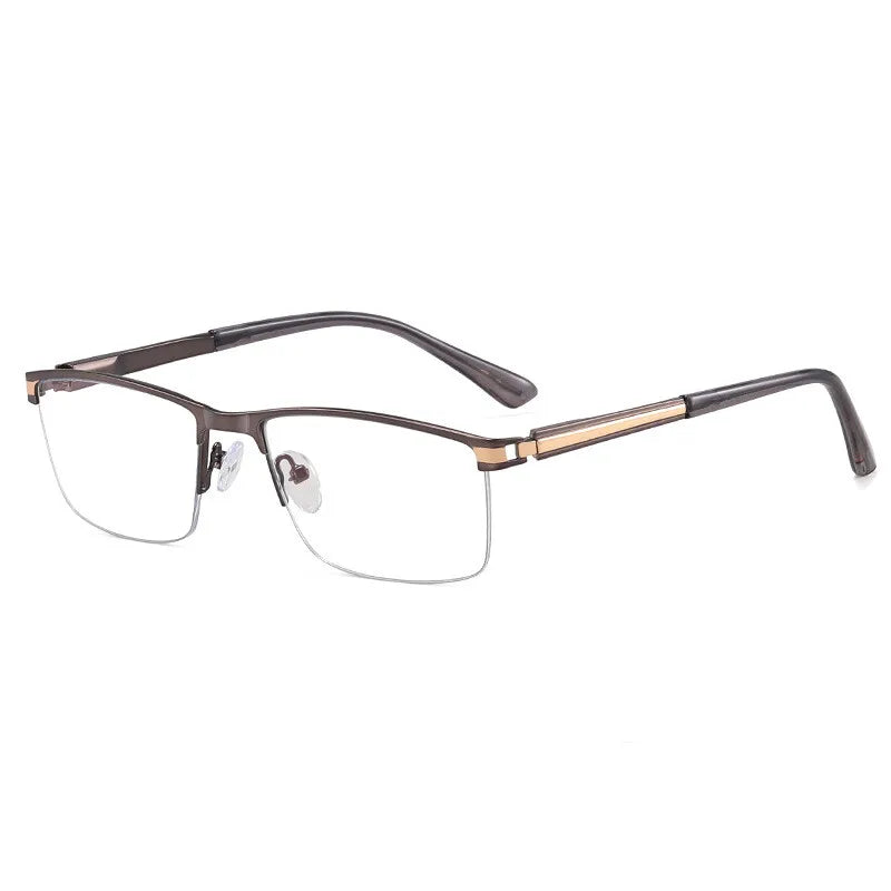 CCspace Semi Rim Square Alloy Spring Hinge Eyeglasses 300842 Semi Rim CCSpace Grey