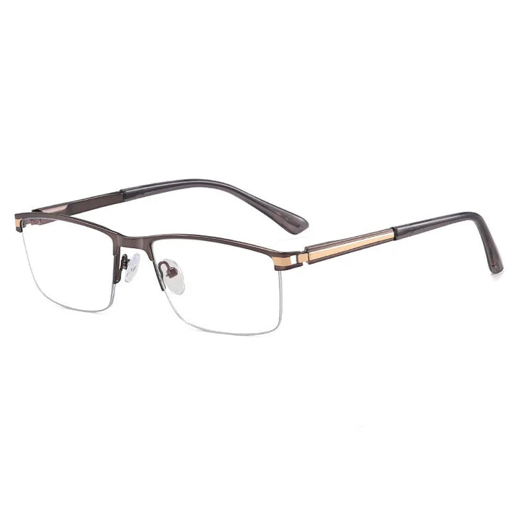 CCspace Semi Rim Square Alloy Spring Hinge Eyeglasses 300842 Semi Rim CCSpace Grey
