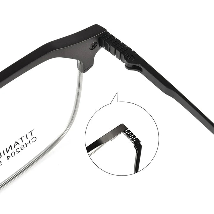 Handoer Men's Semi Rim Square Double Bridge Titanium Eyeglasses 9204 Semi Rim Handoer