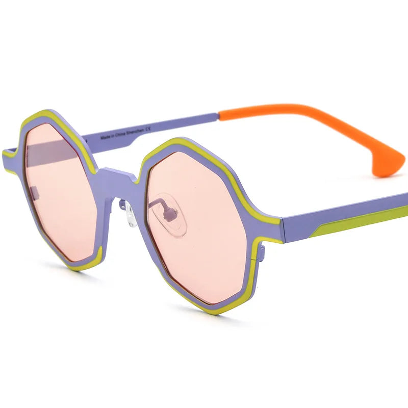 Nobler Woman's Full Rim Irregular Round Titanium Polarized Sunglasses 8581 Sunglasses Nobler C3