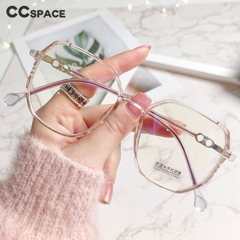 CCspace Women's Full Rim Polygon TR 90 Alloy Myopic Reading Glasses 56224 Reading Glasses CCspace