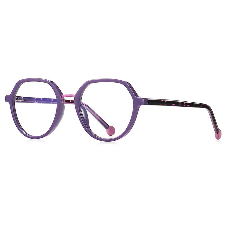 CCspace Unisex Full Rim Flat Top Round Tr 90 Titanium Eyeglasses 57322 Full Rim CCspace Purple