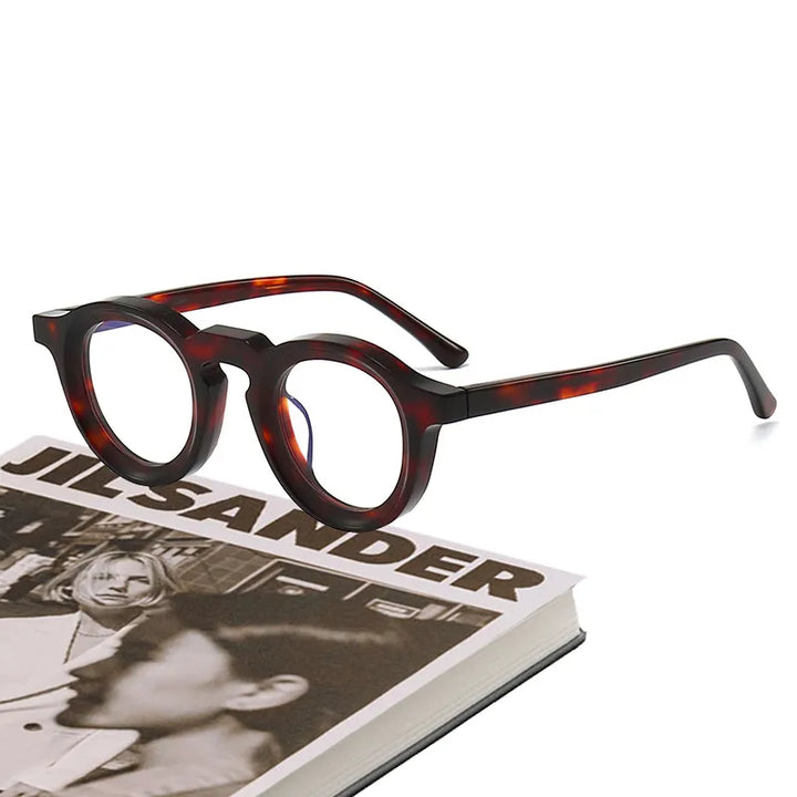 Black Mask Unisex Full Rim Round Acetate Eyeglasses 442721 Full Rim Black Mask