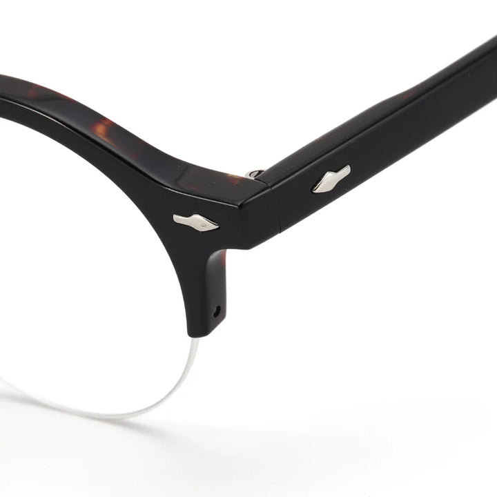 Muzz Unisex Semi Rim Round Acetate Eyeglasses Nn021 Semi Rim Muzz