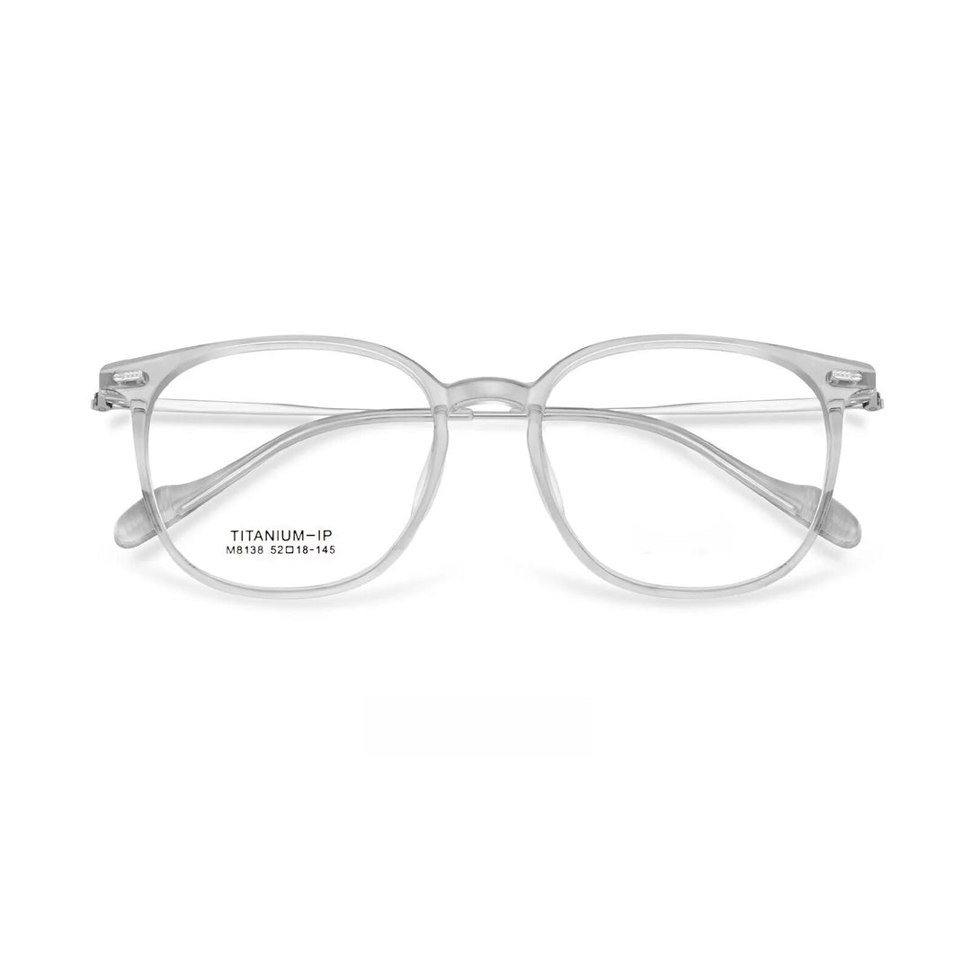 Yimaruili Unisex Full Rim Square Tr 90 Titanium Eyeglasses M8138 Full Rim Yimaruili Eyeglasses Transparent Gray