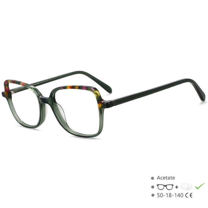 CCspace Unisex Full Rim Square Cat Eye Acetate Titanium Eyeglasses 55908 Full Rim CCspace Green China