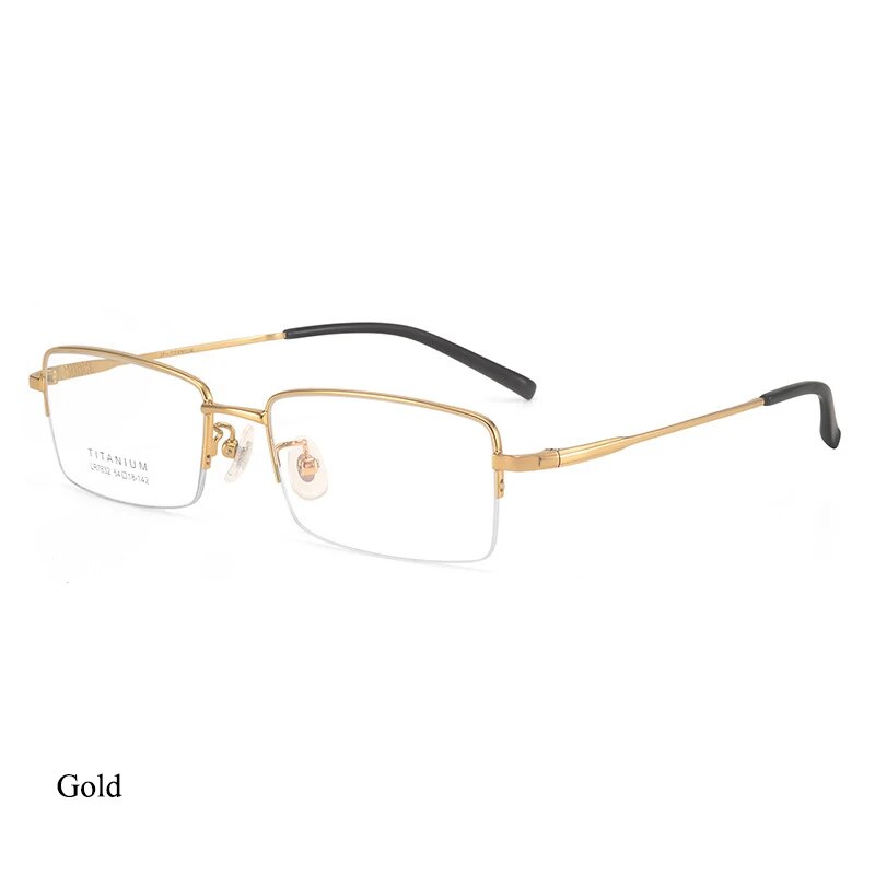Bclear Men's Semi Rim Square Titanium Eyeglasses Lb7832 Semi Rim Bclear Gold
