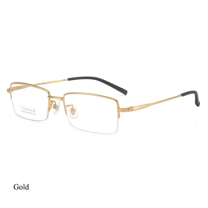 Bclear Men's Semi Rim Square Titanium Eyeglasses Lb7832 Semi Rim Bclear Gold