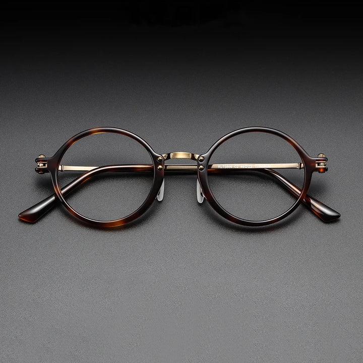 Black Mask Unisex Full Rim Round Titanium Acetate Eyeglasses Rt5866 Full Rim Black Mask