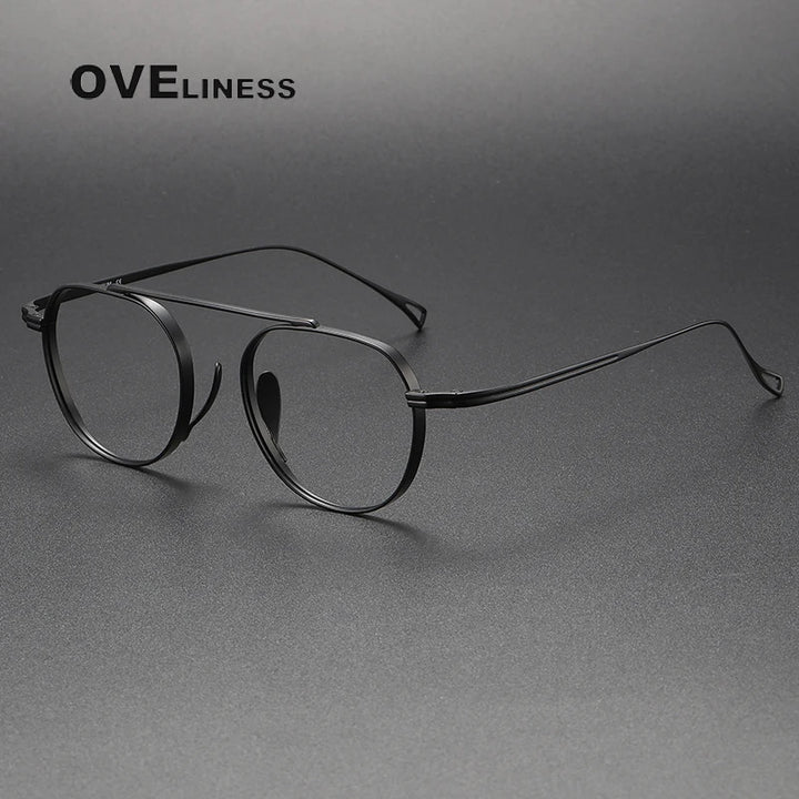 Oveliness Unisex Full Rim Flat Top Square Titanium Eyeglasses 9503 Full Rim Oveliness black
