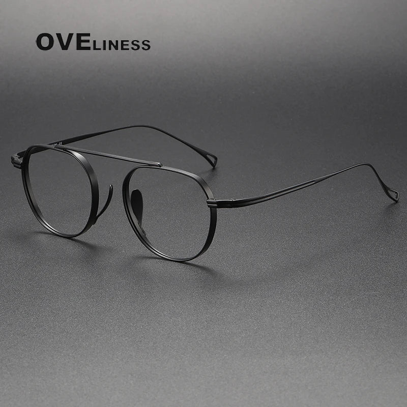 Oveliness Unisex Full Rim Flat Top Square Titanium Eyeglasses 9503 Full Rim Oveliness black  