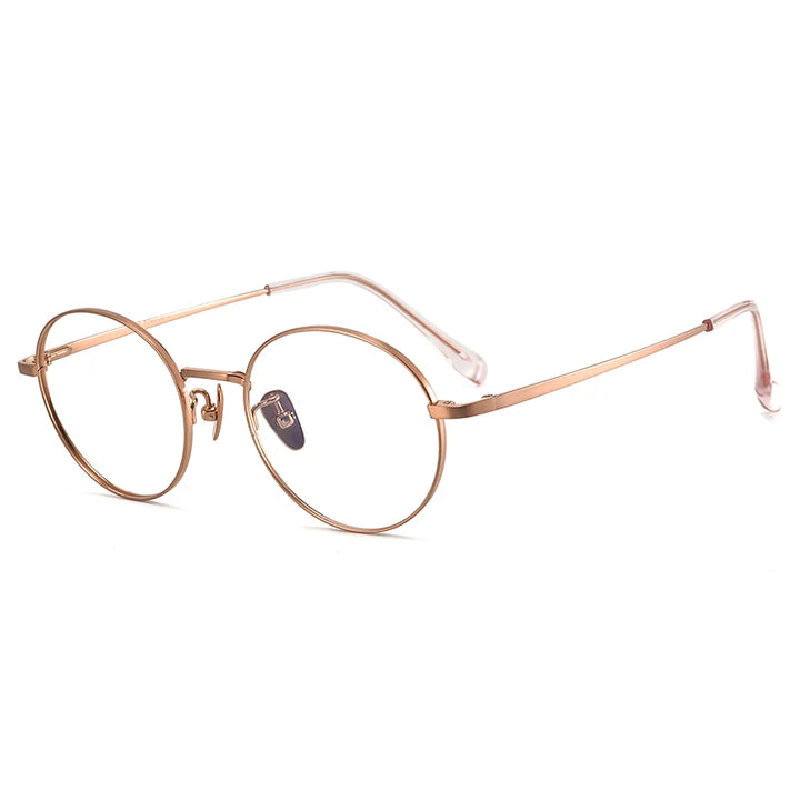 Bclear Unisex Full Rim Round Small Titanium Eyeglasses 86680 Full Rim Bclear rose gold
