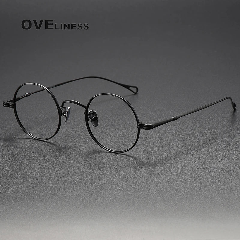 Oveliness Unisex Full Rim Round Titanium Eyeglasses M005 Full Rim Oveliness black