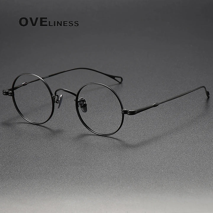 Oveliness Unisex Full Rim Round Titanium Eyeglasses M005 Full Rim Oveliness black