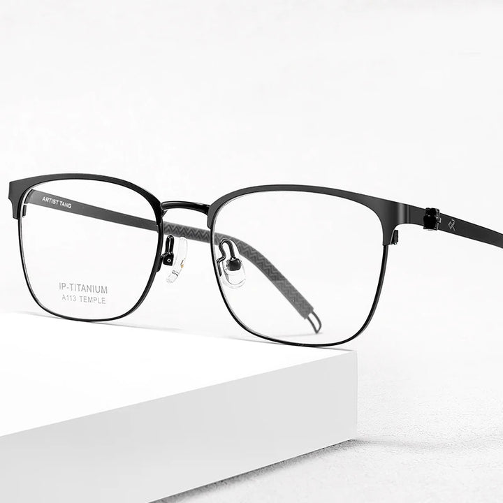 Bclear Unisex Full Rim Square Titanium Eyeglasses A113 Full Rim Bclear