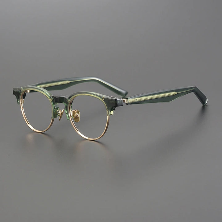 Gatenac Unisex Full Rim Round Acetate Eyeglasses Gxyj1190 Full Rim Gatenac Green