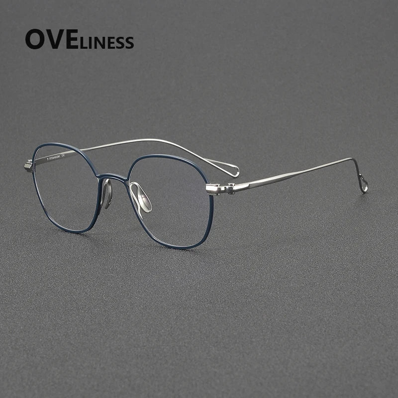 Oveliness Unisex Full Rim Polygon Round Titanium Eyeglasses 61156