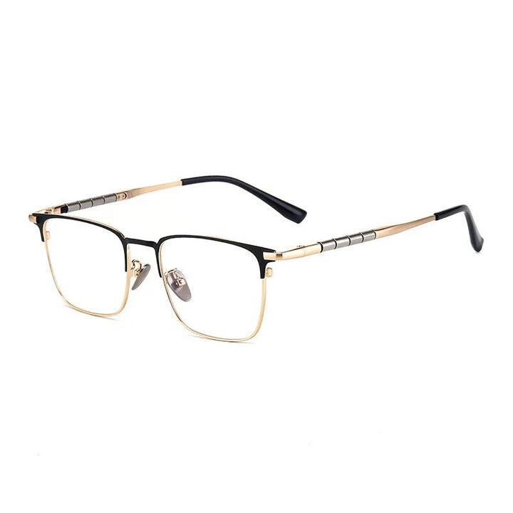 Hdcrafter Unisex Full Rim Square Titanium Eyeglasses 9009t Full Rim Hdcrafter Eyeglasses Gold