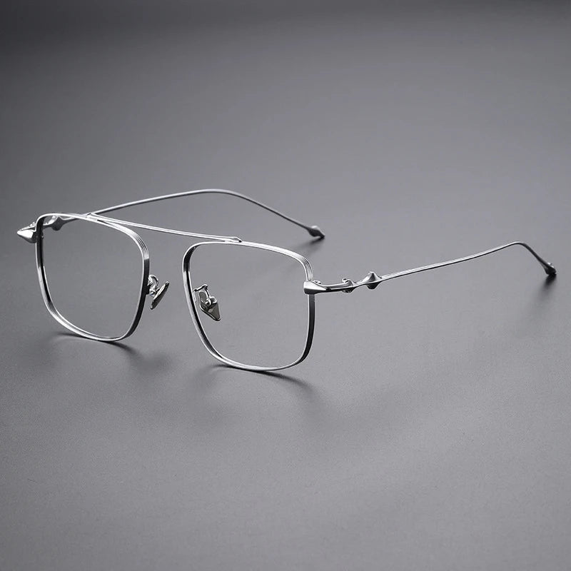 Yimaruili Unisex Full Rim Square Double Bridge Titanium Eyeglasses 81910