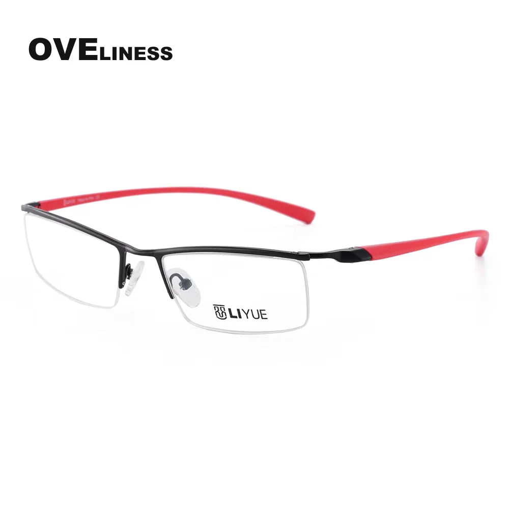 Oveliness Men's Semi Rim Square Brow Line Alloy Eyeglasses 78199 Semi Rim Oveliness