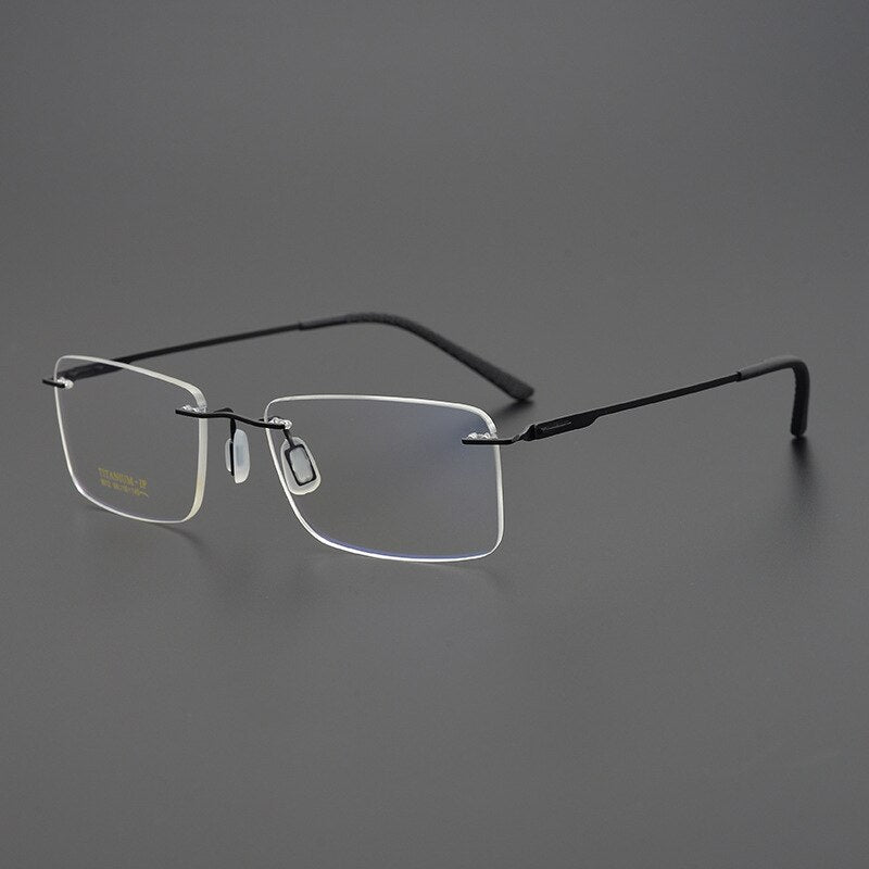 Bclear Unisex Rimless Square Titanium Eyeglasses My9912 Rimless Bclear Black  