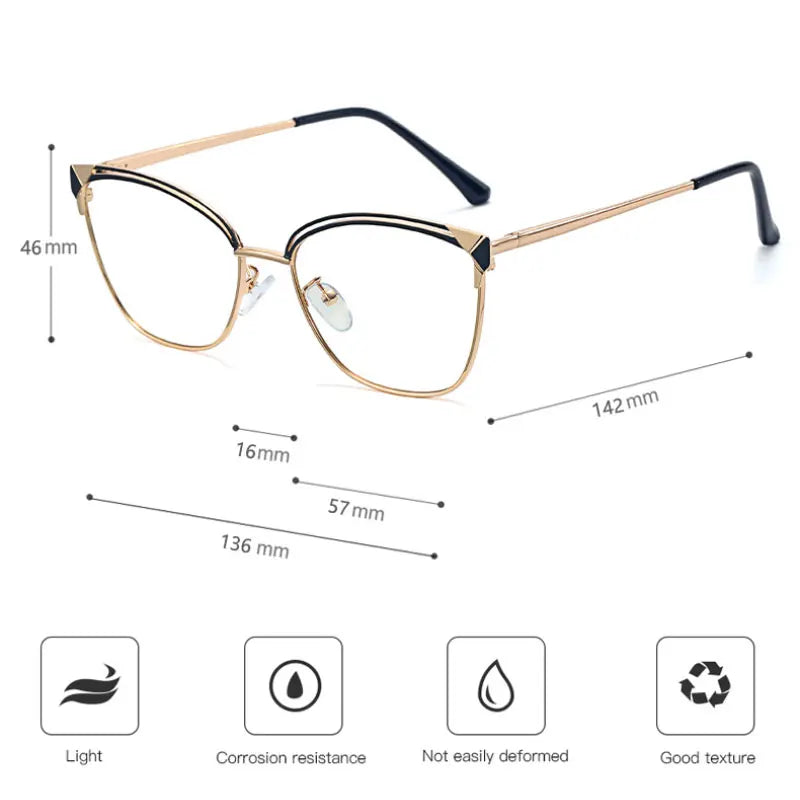 Handoer Women's Full Rim Square Cat Eye Tr 90 Alloy Eyeglasses 795780