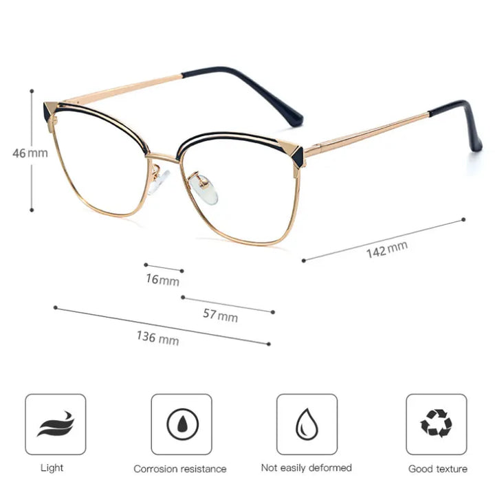 Handoer Women's Full Rim Square Cat Eye Tr 90 Alloy Eyeglasses 795780