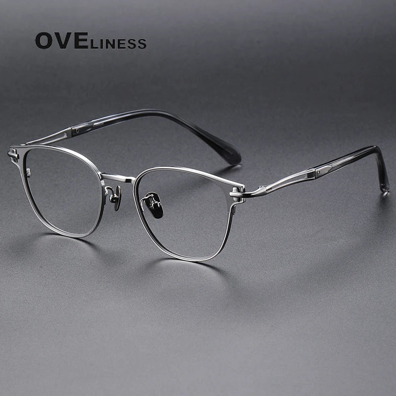 Oveliness Unisex Full Rim Square Titanium Eyeglasses 4220 Full Rim Oveliness gun silver  