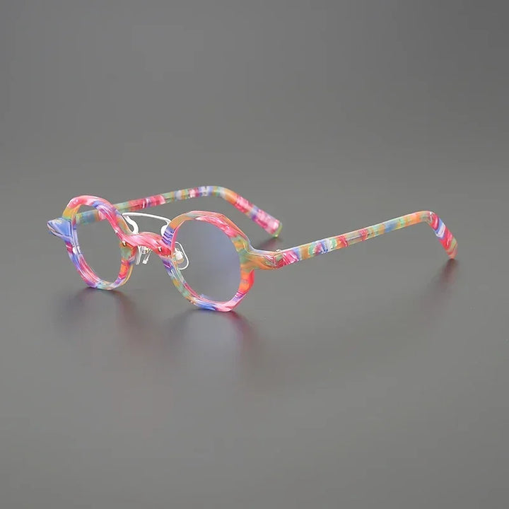 Hewei Unisex Full Rim Polygon Double Bridge Acetate Alloy Eyeglasses 3942 Full Rim Hewei C3