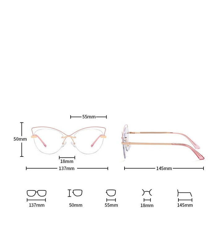 CCspace Women's Semi Rim Cat Eye Alloy Eyeglasses 57026 Semi Rim CCspace