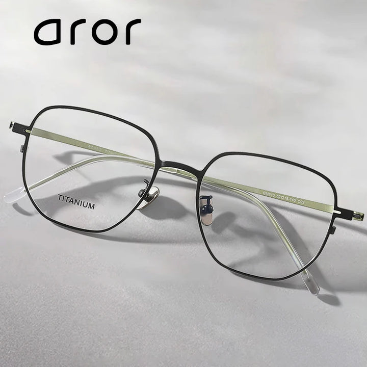 Aror Unisex Full Rim Polygon Square Titanium Eyeglasses 47813 Full Rim Aror