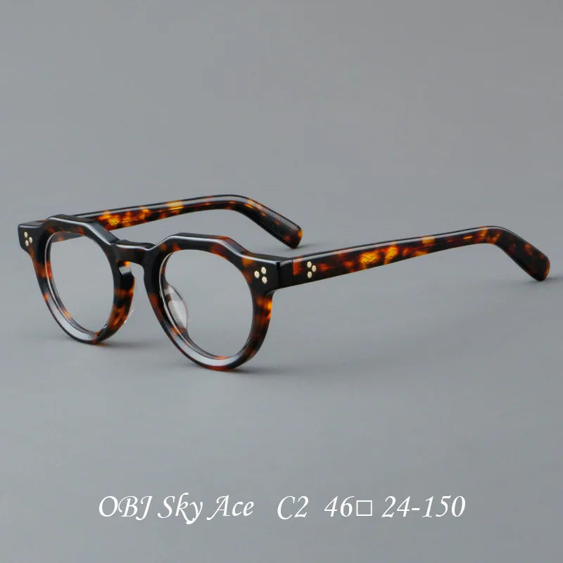 Hewei Unisex Full Rim Flat Top Oval Thick Acetate Eyeglasses 32248