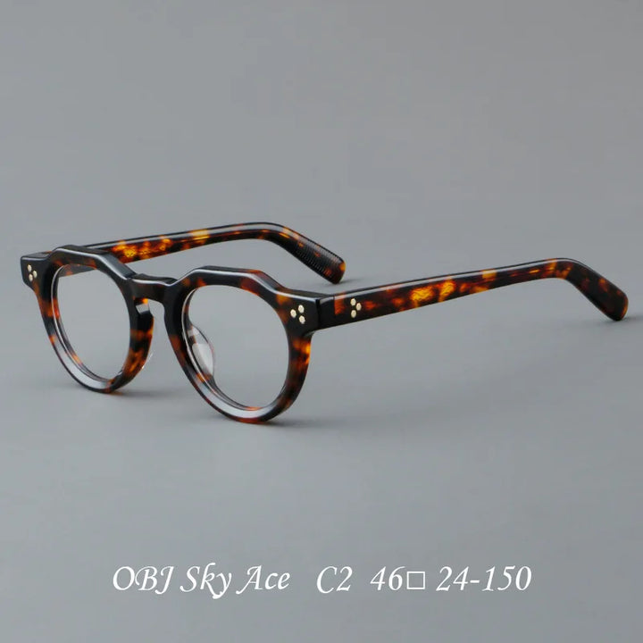Hewei Unisex Full Rim Flat Top Oval Thick Acetate Eyeglasses 32248