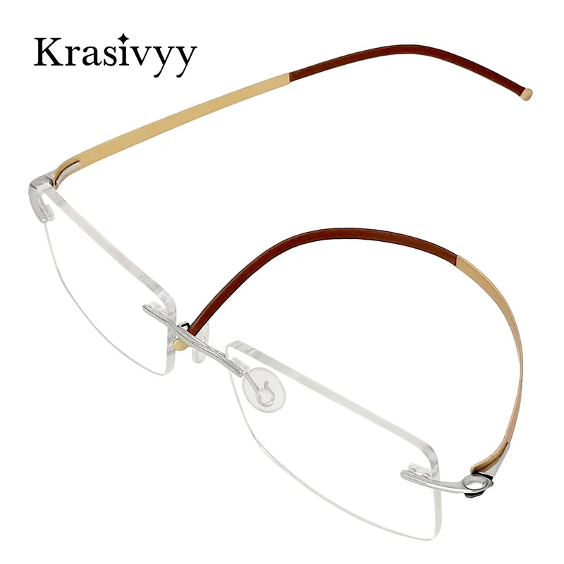Krasivyy Unisex Rimless Square Screwless Titanium Eyeglasses 5001 Rimless Krasivyy