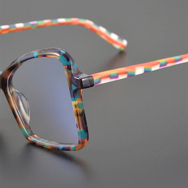 Nobler Unisex Full Rim Irregular Cat Eye Acetate Eyeglasses 19337 Full Rim Nobler