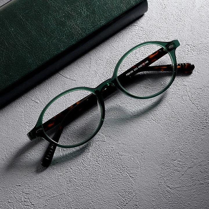 Gatenac Women's Full Rim Small Round Acetate Eyeglasses Gxyj1234 Full Rim Gatenac Green