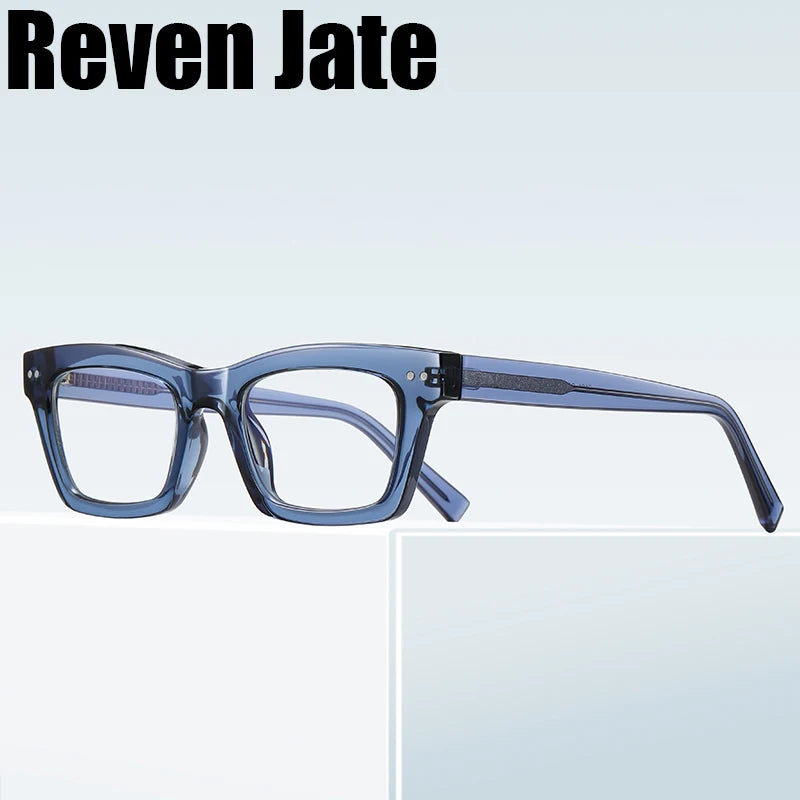 Reven Jate Unisex Full Rim Square Thick Tr 90 Alloy Eyeglasses 42191