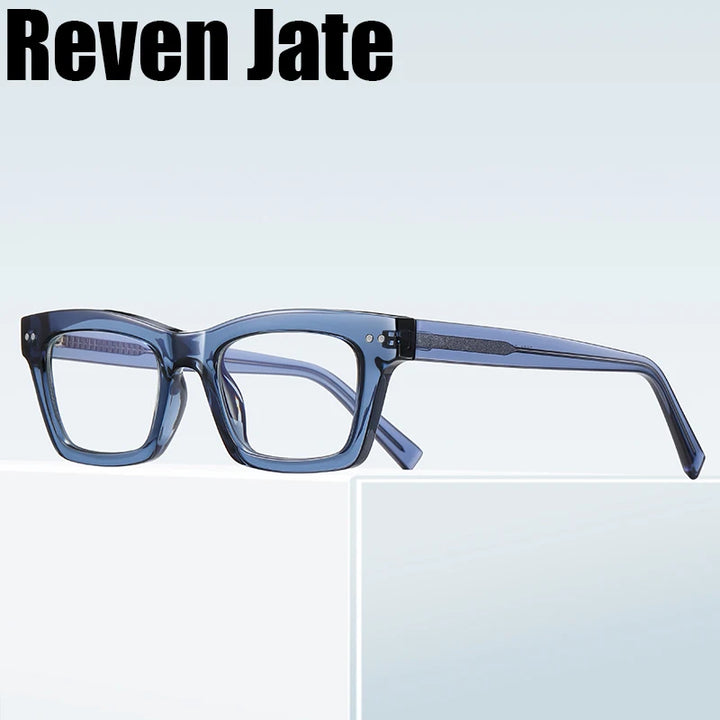 Reven Jate Unisex Full Rim Square Thick Tr 90 Alloy Eyeglasses 42191